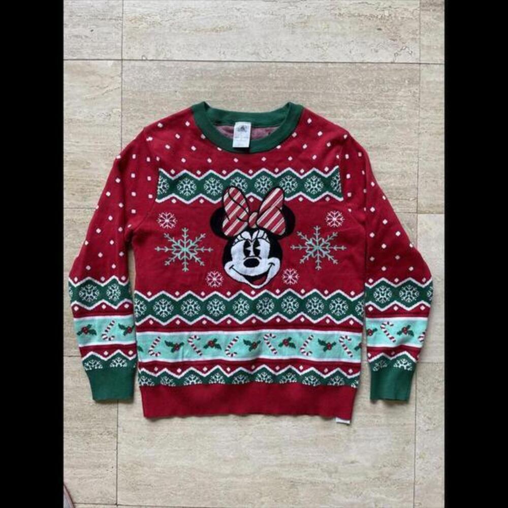 Disney Minnie Mouse Women’s Ugly Christmas Sweater size M Red Green